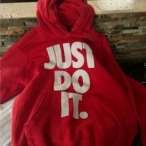 Nike red JUST DO IT hoodie MENS small or womens